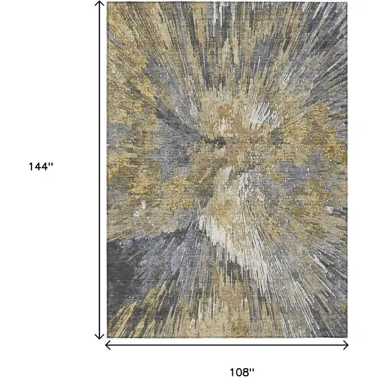 Gold Ivory And Gray Abstract Washable Indoor Outdoor Area Rug Photo 3