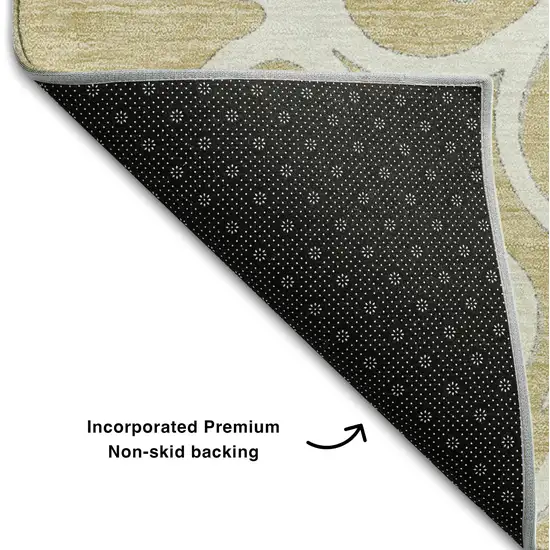 Gold Ivory And Gray Floral Medallion Washable Area Rug With UV Protection Photo 7