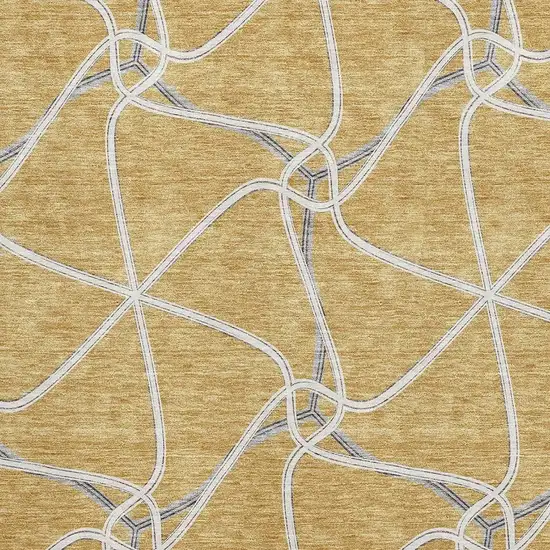 Gold Ivory And Gray Geometric Washable Area Rug With UV Protection Photo 2