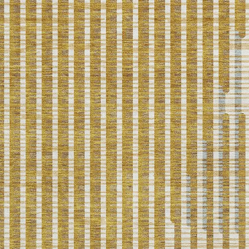 Gold Ivory And Gray Geometric Washable Area Rug With UV Protection Photo 2