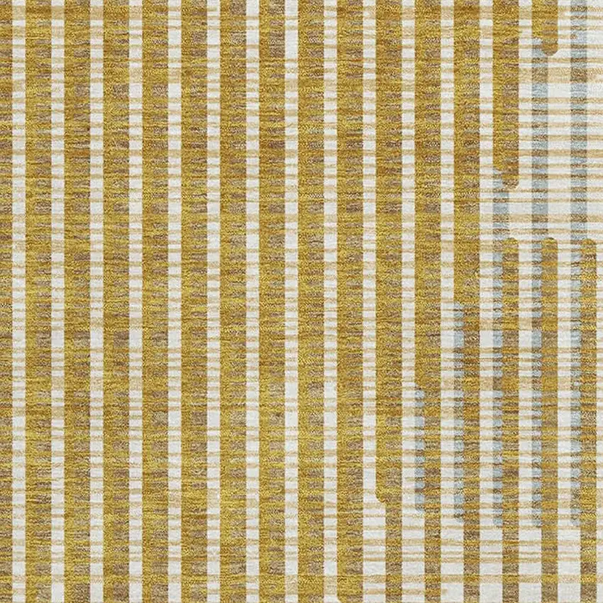 Gold Ivory And Gray Geometric Washable Area Rug With UV Protection Photo 2