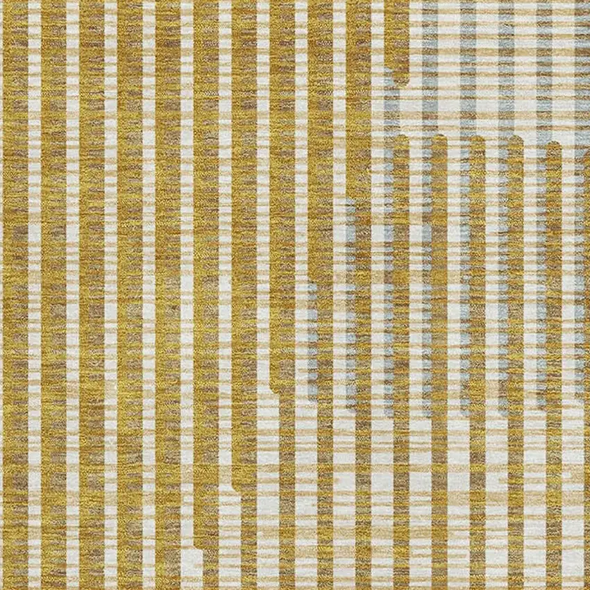 Gold Ivory And Gray Geometric Washable Area Rug With UV Protection Photo 2