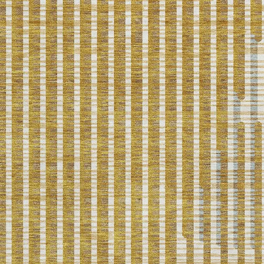 Gold Ivory And Gray Geometric Washable Area Rug With UV Protection Photo 2