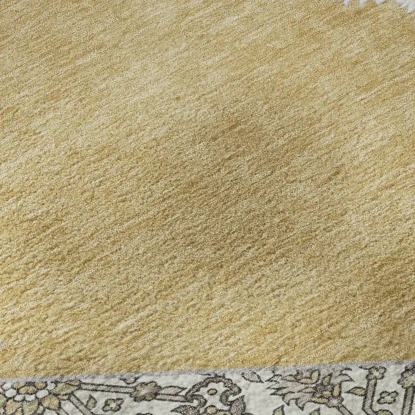Gold Ivory And Gray Oriental Washable Area Rug With UV Protection Photo 9