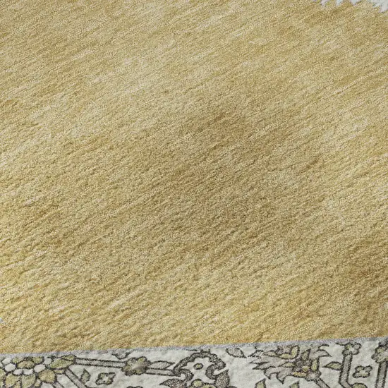 Gold Ivory And Gray Oriental Washable Area Rug With UV Protection Photo 9