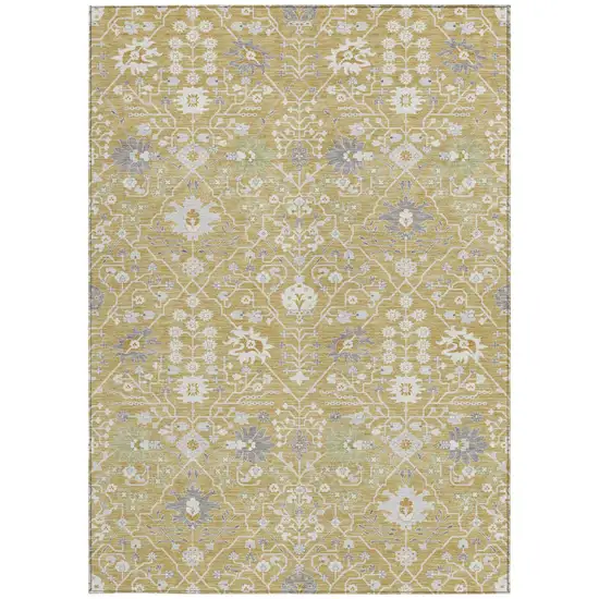Gold Ivory And Gray Oriental Washable Indoor Outdoor Area Rug Photo 6