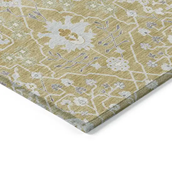 Gold Ivory And Gray Oriental Washable Indoor Outdoor Area Rug Photo 3