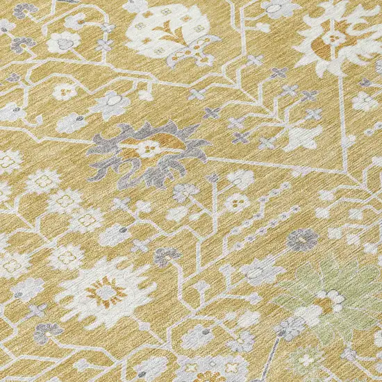 Gold Ivory And Gray Oriental Washable Indoor Outdoor Area Rug Photo 5