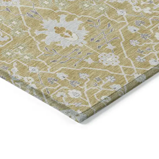 Gold Ivory And Gray Oriental Washable Indoor Outdoor Area Rug Photo 4
