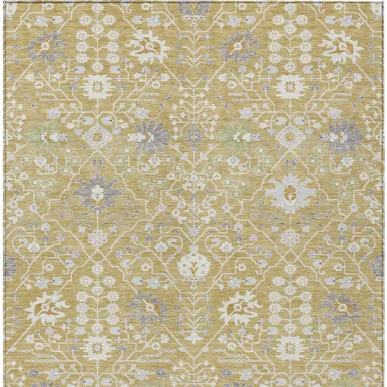 Gold Ivory And Gray Oriental Washable Indoor Outdoor Area Rug Photo 6