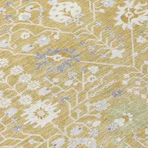 Photo of Gold Ivory And Gray Oriental Washable Indoor Outdoor Area Rug