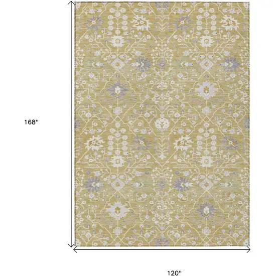 Gold Ivory And Gray Oriental Washable Indoor Outdoor Area Rug Photo 3