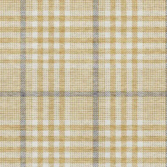 Gold Ivory And Gray Plaid Washable Area Rug With UV Protection Photo 2