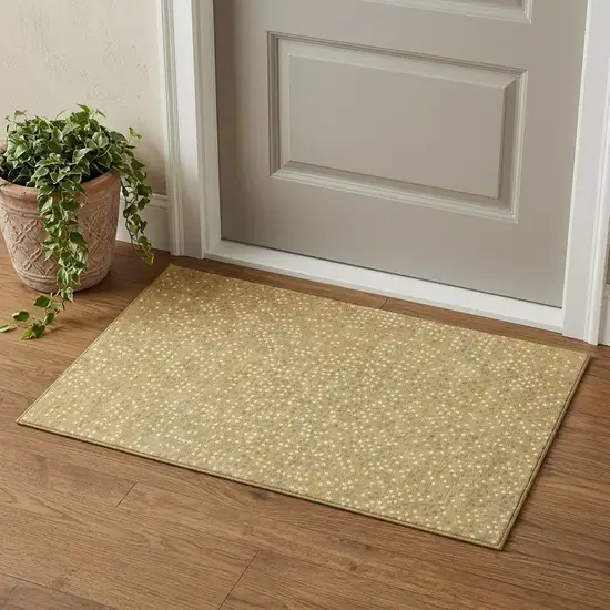 Gold Ivory And Gray Polka Dot Washable Area Rug With UV Protection Photo 1