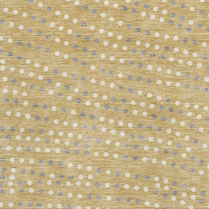 Gold Ivory And Gray Polka Dot Washable Area Rug With UV Protection Photo 2