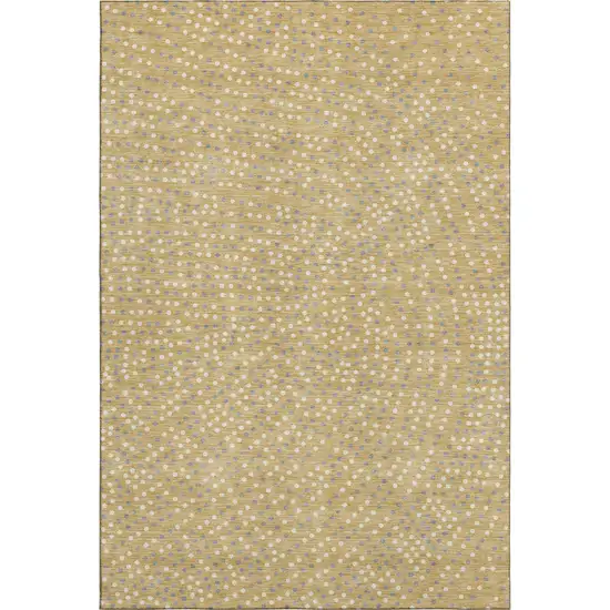 Gold Ivory And Gray Polka Dot Washable Area Rug With UV Protection Photo 1