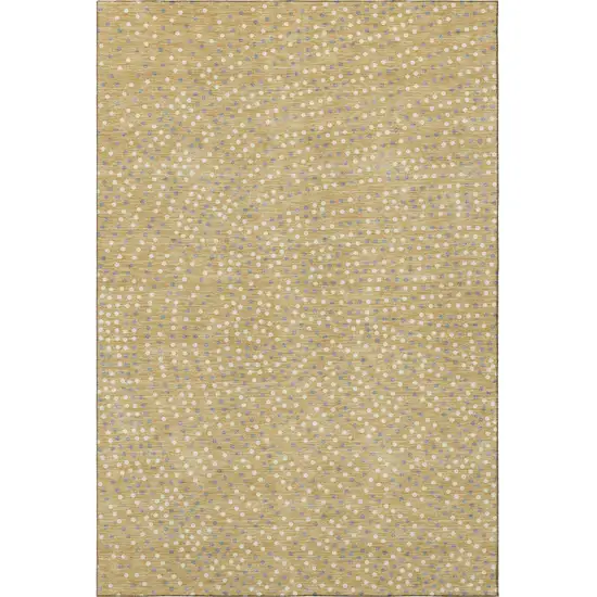 Gold Ivory And Gray Polka Dot Washable Area Rug With UV Protection Photo 3