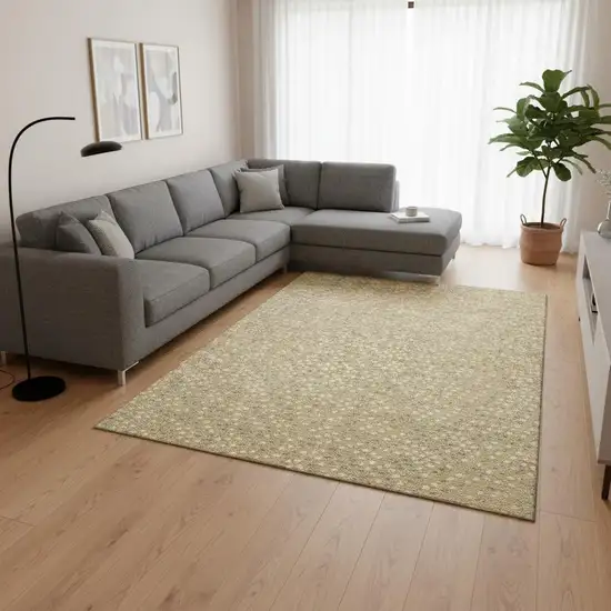 Gold Ivory And Gray Polka Dot Washable Area Rug With UV Protection Photo 2