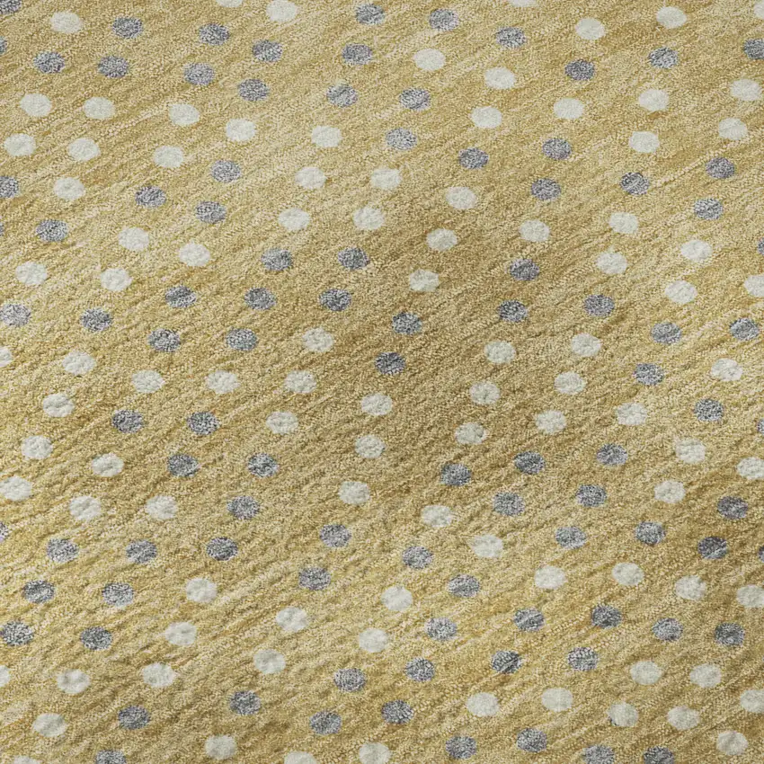 Gold Ivory And Gray Polka Dot Washable Area Rug With UV Protection Photo 9