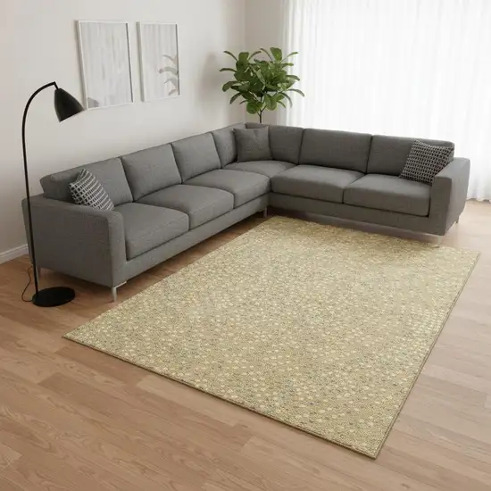 Gold Ivory And Gray Polka Dot Washable Area Rug With UV Protection Photo 2