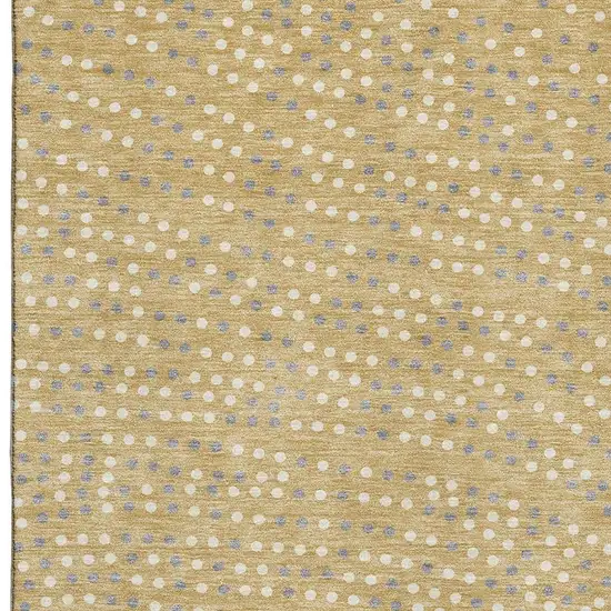 Gold Ivory And Gray Polka Dot Washable Area Rug With UV Protection Photo 2