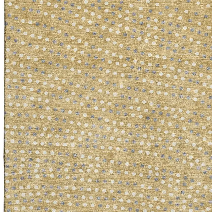 Gold Ivory And Gray Polka Dot Washable Area Rug With UV Protection Photo 2