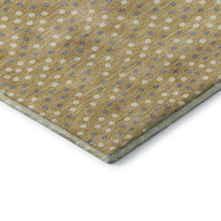 Gold Ivory And Gray Polka Dot Washable Area Rug With UV Protection Photo 6