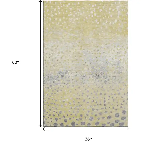 Gold Ivory And Gray Polka Dot Washable Area Rug With UV Protection Photo 3