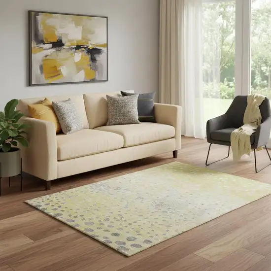 Gold Ivory And Gray Polka Dot Washable Area Rug With UV Protection Photo 2