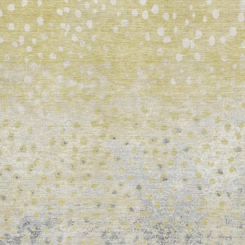 Gold Ivory And Gray Polka Dot Washable Area Rug With UV Protection Photo 2