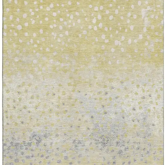 Gold Ivory And Gray Polka Dot Washable Area Rug With UV Protection Photo 2