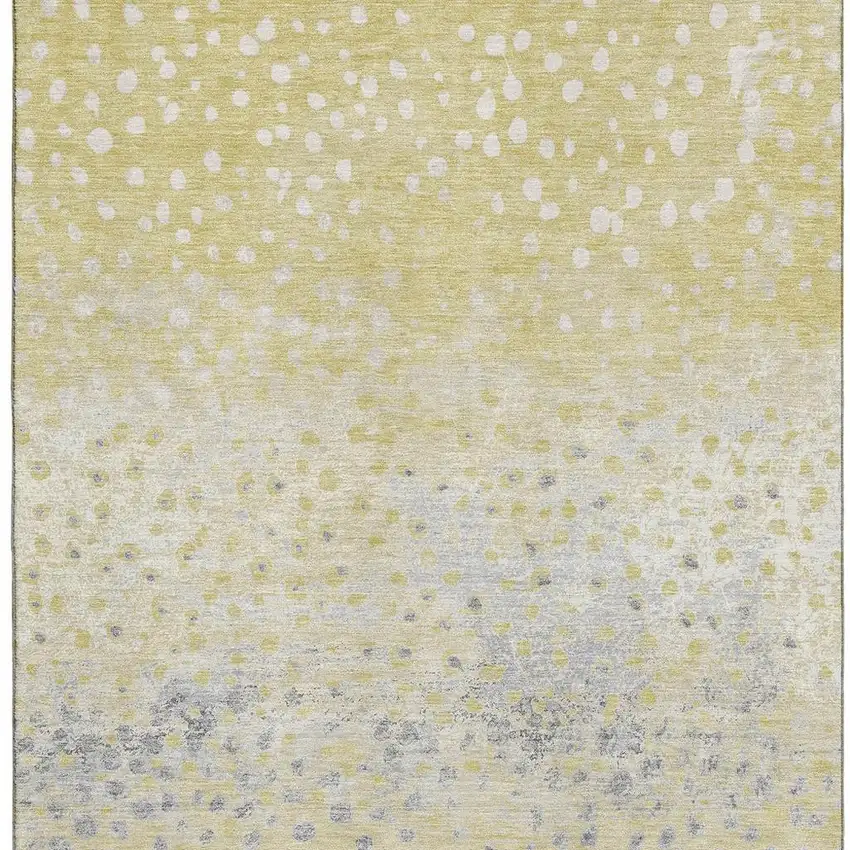 Gold Ivory And Gray Polka Dot Washable Area Rug With UV Protection Photo 2