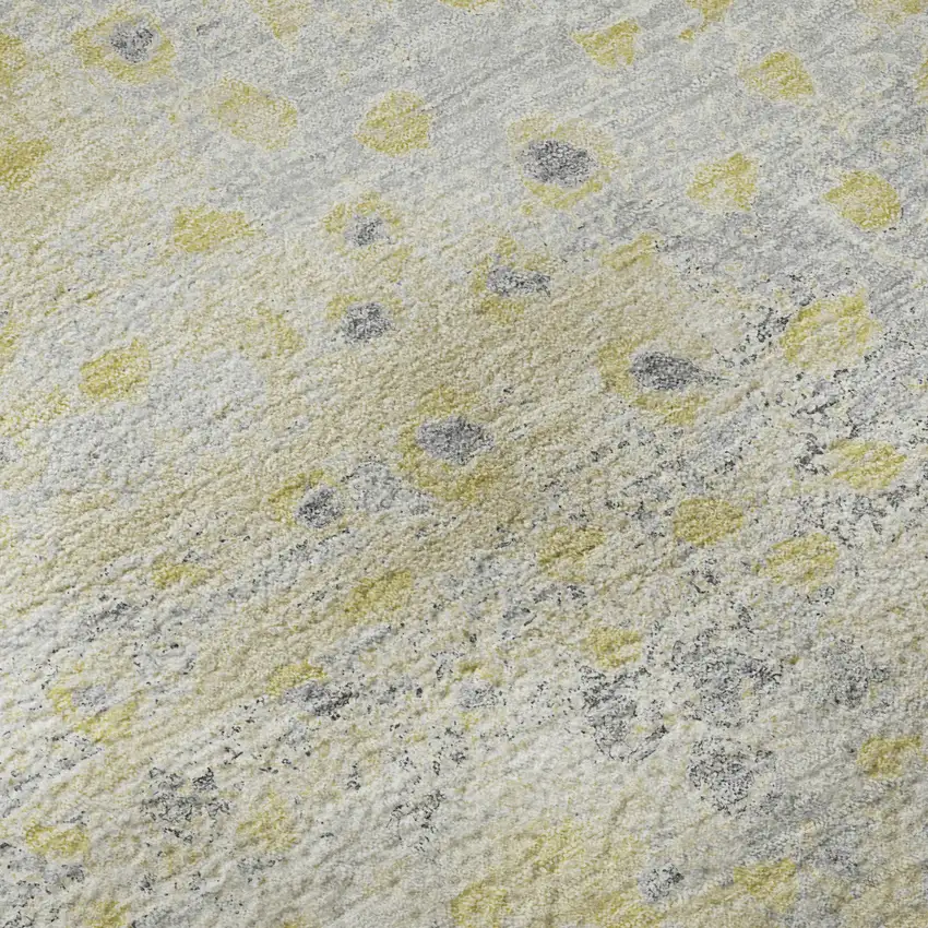 Gold Ivory And Gray Polka Dot Washable Area Rug With UV Protection Photo 9