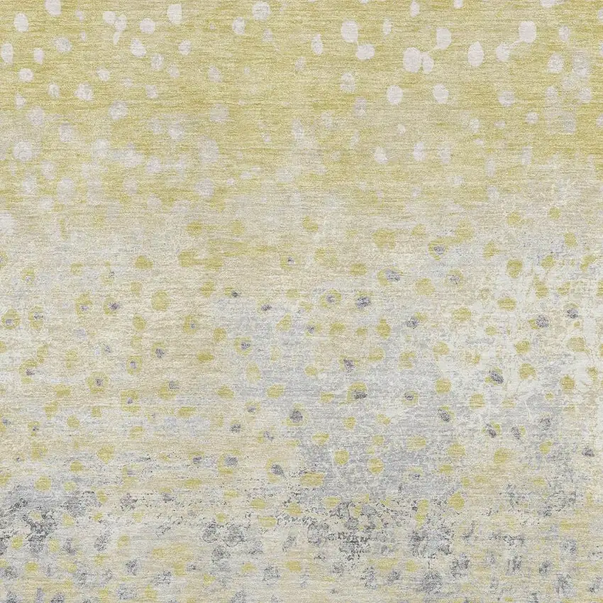 Gold Ivory And Gray Polka Dot Washable Area Rug With UV Protection Photo 2