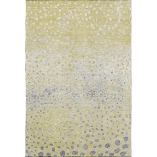 Gold Ivory And Gray Polka Dot Washable Area Rug With UV Protection Photo 1