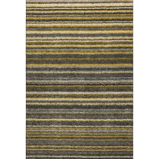 Gold Ivory And Gray Striped Washable Area Rug With UV Protection Photo 2