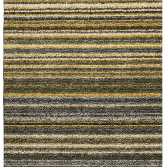 Gold Ivory And Gray Striped Washable Area Rug With UV Protection Photo 4