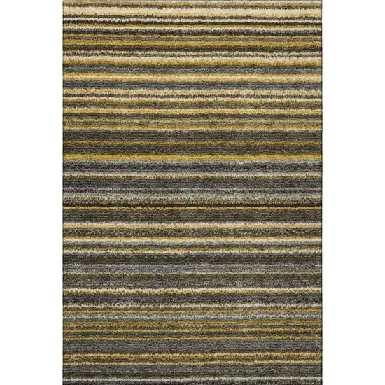 Gold Ivory And Gray Striped Washable Area Rug With UV Protection Photo 5