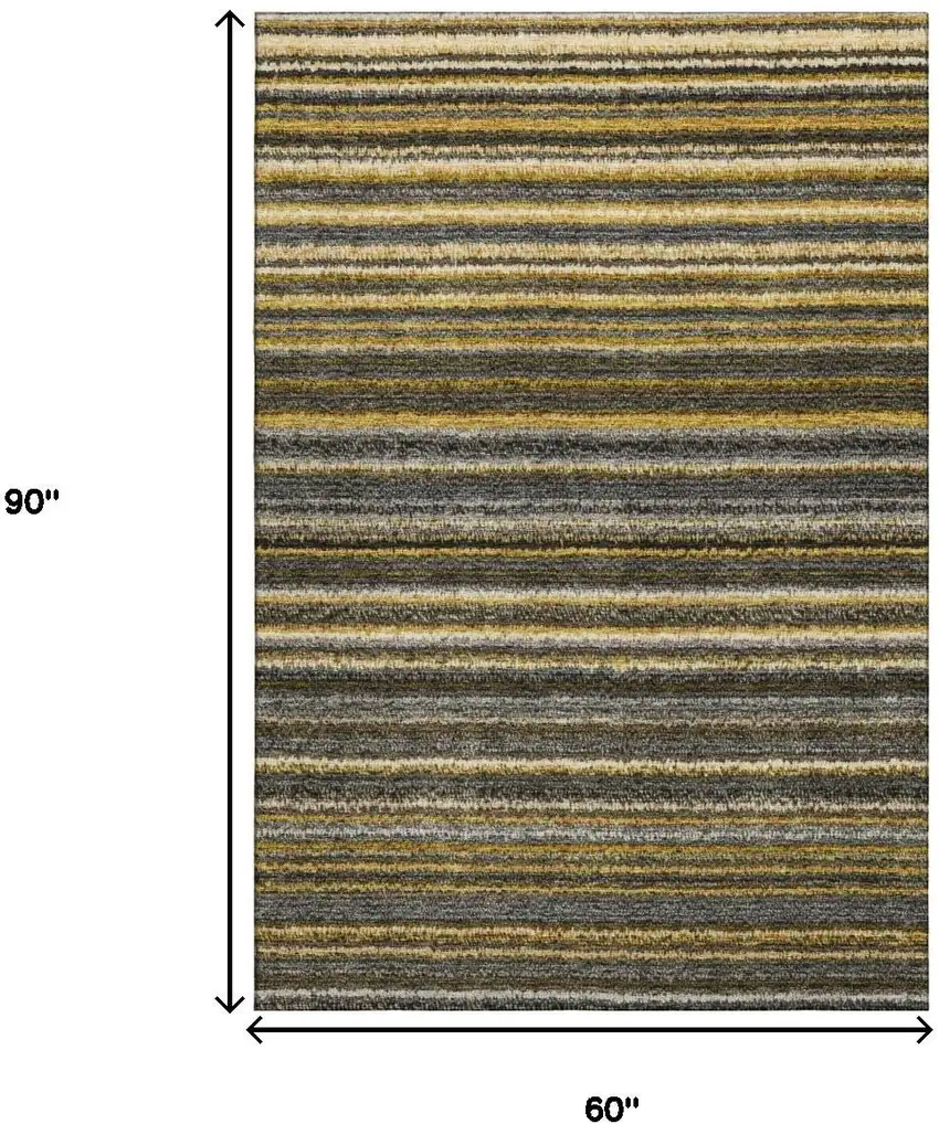 Gold Ivory And Gray Striped Washable Area Rug With UV Protection Photo 9