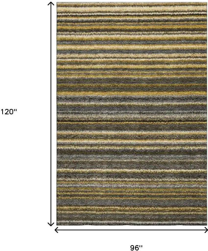 Gold Ivory And Gray Striped Washable Area Rug With UV Protection Photo 3