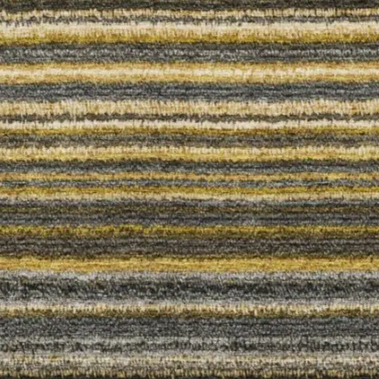 Gold Ivory And Gray Striped Washable Area Rug With UV Protection Photo 3