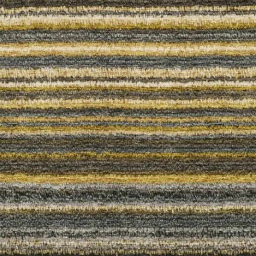 Gold Ivory And Gray Striped Washable Area Rug With UV Protection Photo 3