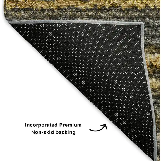 Gold Ivory And Gray Striped Washable Area Rug With UV Protection Photo 7