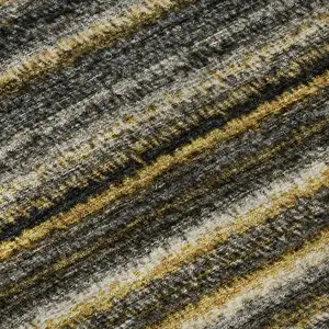 Photo of Gold Ivory And Gray Striped Washable Area Rug With UV Protection