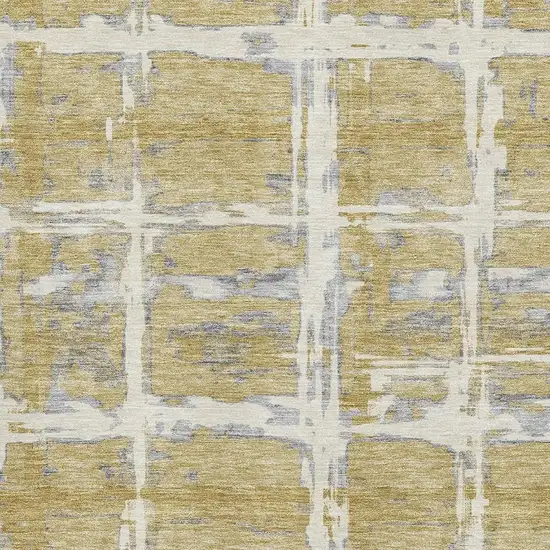 Gold Ivory And Gray Striped Washable Area Rug With UV Protection Photo 3