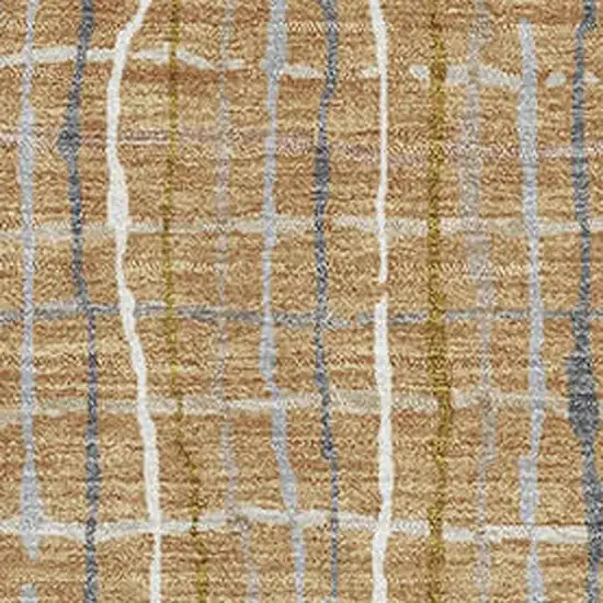 Gold Ivory And Gray Striped Washable Area Rug With UV Protection Photo 3