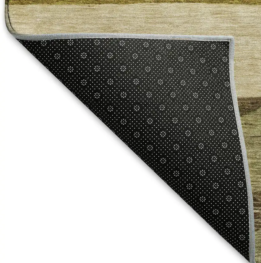 Gold Ivory And Gray Striped Washable Area Rug With UV Protection Photo 6