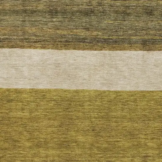 Gold Ivory And Gray Striped Washable Area Rug With UV Protection Photo 2