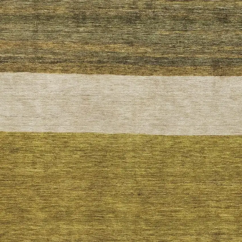 Gold Ivory And Gray Striped Washable Area Rug With UV Protection Photo 2