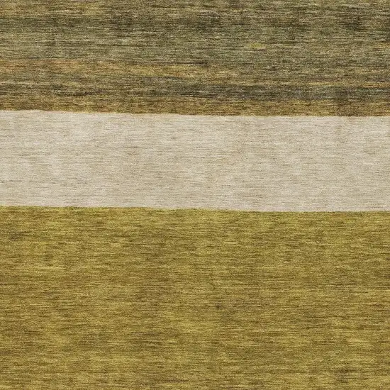 Gold Ivory And Gray Striped Washable Area Rug With UV Protection Photo 2